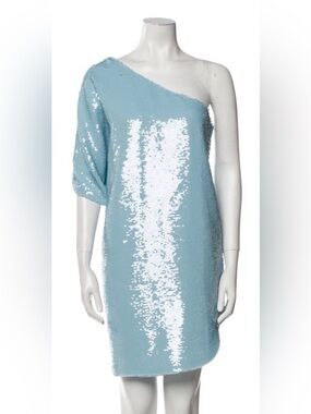The Frankie Shop One Shoulder Blue Sequin Dress